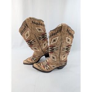 Corral Vintage Western Boots Women's 10 Southwestern Embroidered  Aztez EUC